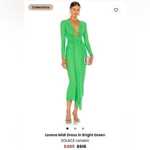 Solace London Lorena Midi Dress in Green (size 0/xs)